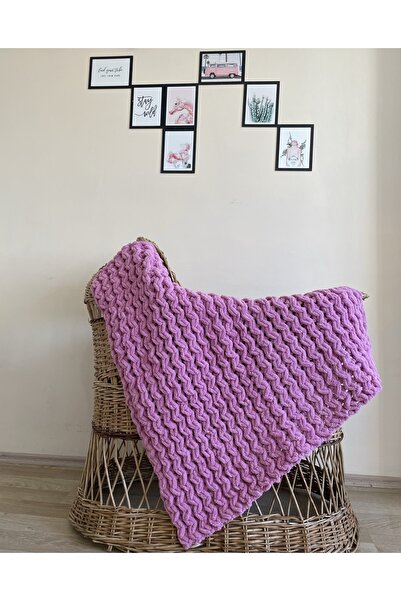 Alize Puffy Hand Knitted Baby Blanket