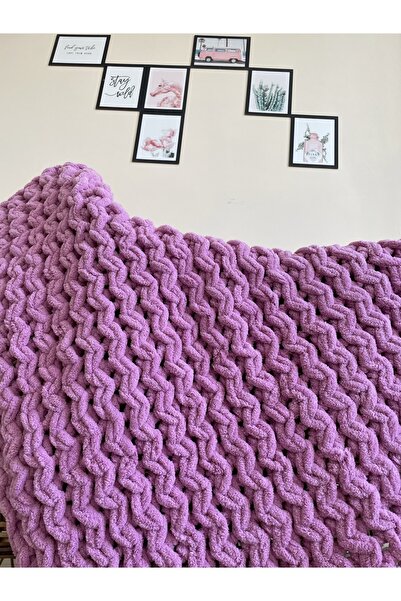 Alize Puffy Hand Knitted Baby Blanket