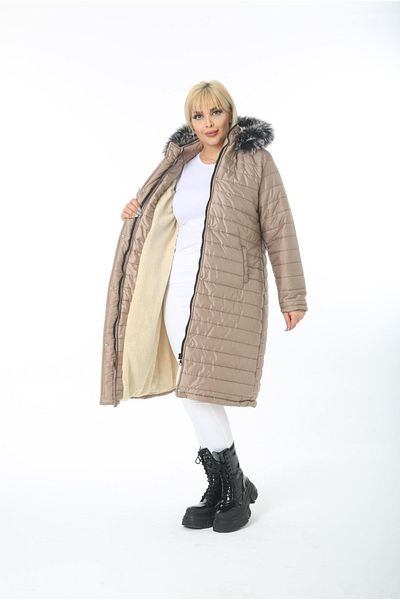 By Alba Collection Γυναικείο παλτό με καπιτονέ πλεονάζον βιζόν