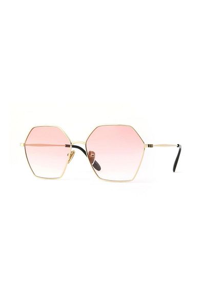 Angel Eyes Women's Sunglasses Square Design Gold Frame Pink Glass