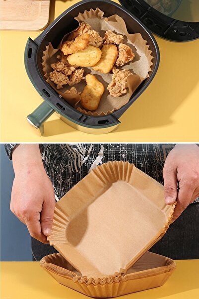 Buffer 50 Pcs Boxed Air Fryer Baking Paper Disposable Air Fryer Oil Proof Square Plate Model