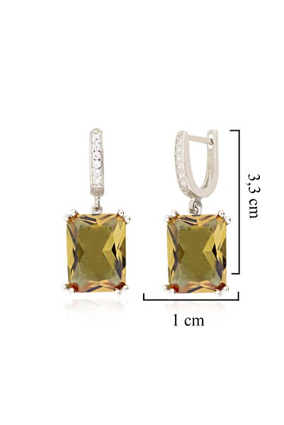 Silveranka 925 Ayar Gümüş Rodyumlu Baget Zultanit Taş Küpe