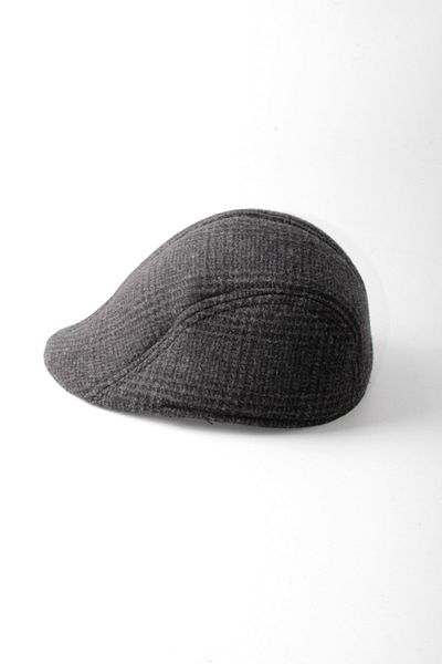 dericom Gray Plaid Patterned Duck Hat with Hidden Earmuffs for Winter