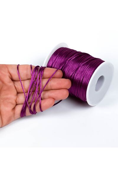 yfhobi 10 Metre - 1 Mm Floş Ip, Bileklik Ipi, Sıçan Kuyruğu Ip, Mürdüm Renkli...