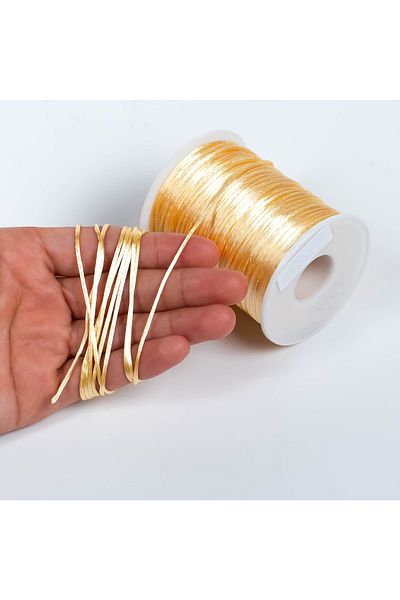 yfhobi 10 Meters - 1 Mm Flush Rope, Bracelet Rope, Rat Tail Rope, Cream Colored, Jewelry Rope