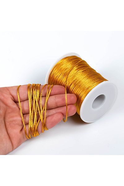yfhobi 10 Meters - 1 Mm Flush Rope, Bracelet Rope, Rat Tail Rope, Mustard Color, Jewelry Rope