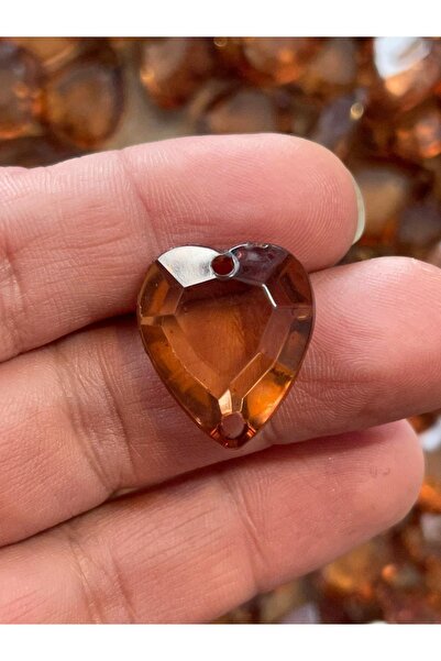 Gönülden Tasarım Стъклени мъниста за хоби дизайн с кафяви сърце с дупка 2 см,...