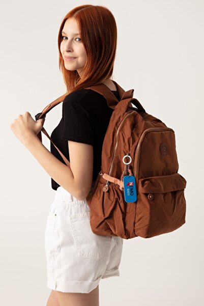 NEMO BAGS School Bag Tan Large Size Unisex Waterproof Fabric Travel Bag with ...