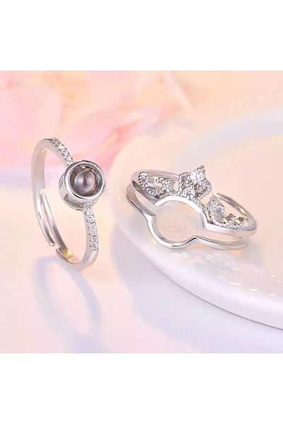 Köstebek 100 Languages I Love You Written Silver Color Elegant Love Couple Adjustable Dear Tl Ring