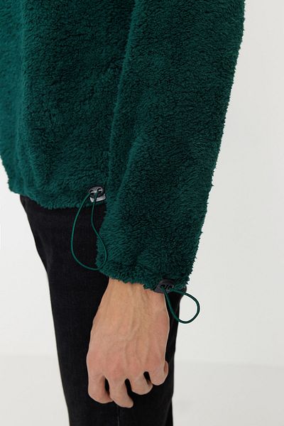 Trendyol Collection Smaragdově zelená plyšová mikina - na zip, se zátkou, teplá TMNAW22SW0618