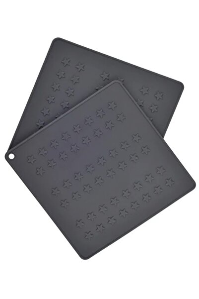 PİNK ROSE Bybirgül Slilikon Yıldız Antrasit Nihale 17x17 Cm (2Lİ) Airfryer Pi...