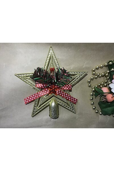 Gringo Χριστουγεννιάτικο Πεύκο Αστέρι Τεπελίκ με Φιόγκο Χρυσό 1 Τεμάχιο 13 εκ. Πλαστικό 9852362108520