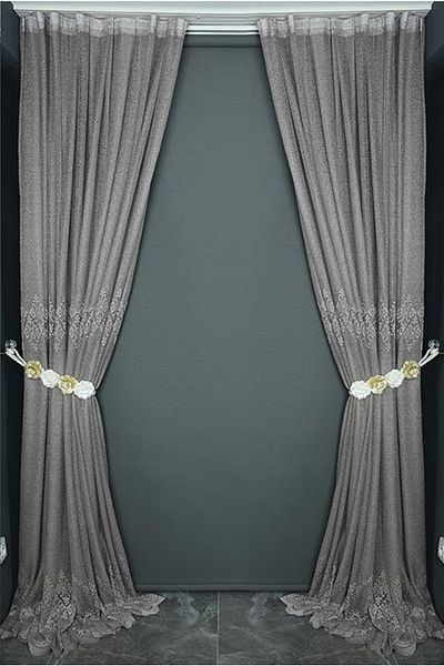 AKÇA TEKSTİL Belly Model Sand Color Single Wing Ready-made Planted Pleated Background Curtain 150*260 Cm