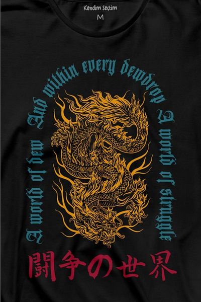 Kendim Seçtim Tricou cu mânecă lungă cu imprimeu Dragon Japanese Dragon