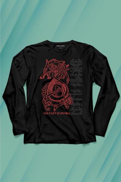 Kendim Seçtim Tricou cu mânecă lungă Viking Fenrir Wolf Vikingi Wolf Head Street Tricou imprimat