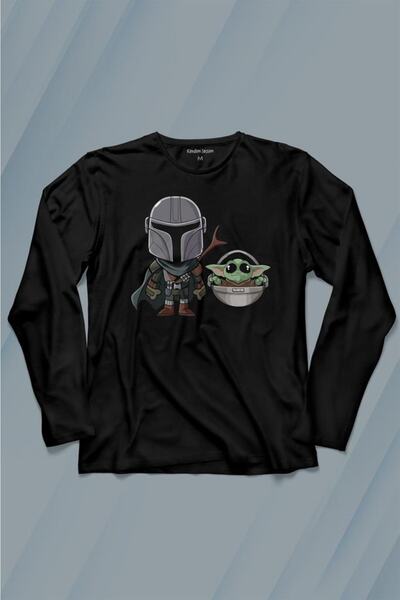 Kendim Seçtim Baby Yoda Mando Figure The Mandalorian Baby Yoda Star Wars Tricou cu mânecă lungă Tricou imprimat