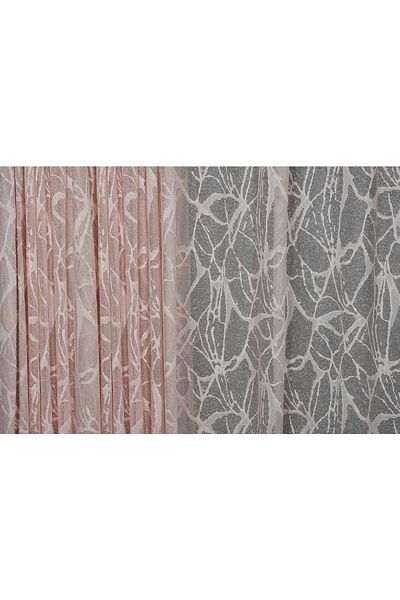 AKÇA TEKSTİL Marble Model Powder Color Single Wing Ready Planted Pleated Background Curtain 300*260 Cm