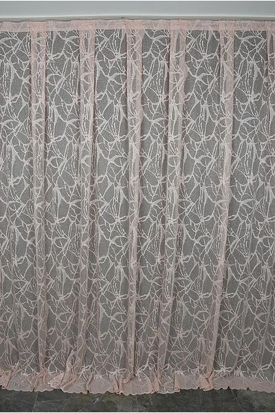 AKÇA TEKSTİL Marble Model Powder Color Single Wing Ready Planted Pleated Background Curtain 300*260 Cm