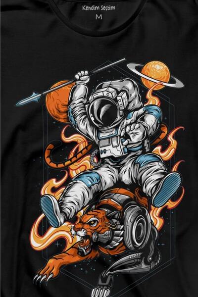 Kendim Seçtim Tricou cu mânecă lungă astronaut spațial Războinic leu cu suliță Tricou imprimat