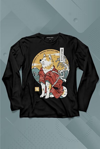 Kendim Seçtim تي شيرت أكيتا دوج الياباني شيبا إينو ساموراي ياباني بأكمام طويل...