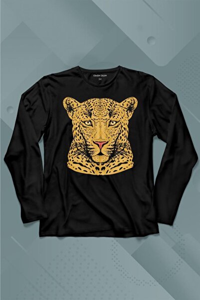 Kendim Seçtim Leopard Face Streamer Lepoar Face Lion Head Majica dugih rukava...