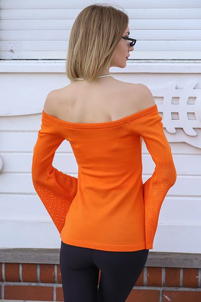 AVORWE Pulover subțire din tricot cu mânecă clopot fără umăr