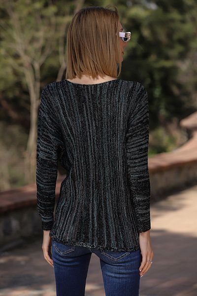 AVORWE Pulover tricot cu mâneci liliac cu schimbare de culoare