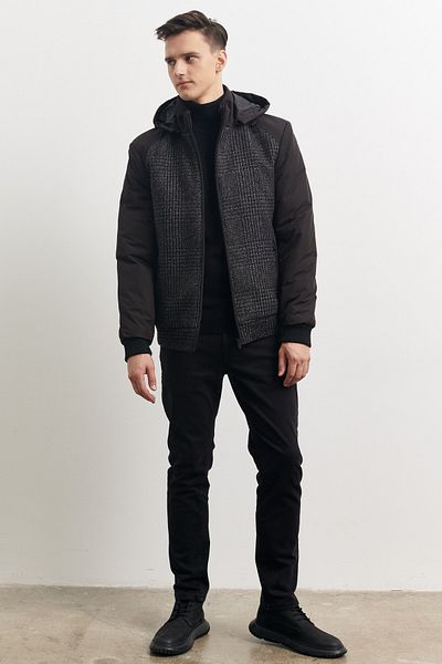 ALTINYILDIZ CLASSICS Men's Black Zippered Hooded Coat - Standard Fit