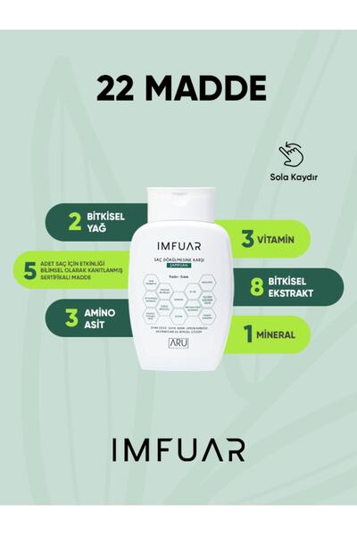 IMFUAR Saç Dökülmesine Karşı Bitkisel Şampuan 300 ml 22 Farklı Aktif Madde