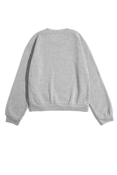 WNWGKN Φούτερ Unisex Crew Neck Grey New Jersey με στάμπα oversize