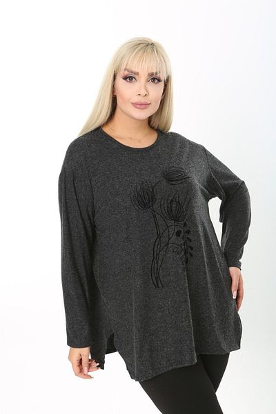 tıgersıze Plus Size Flock Printed Sweater