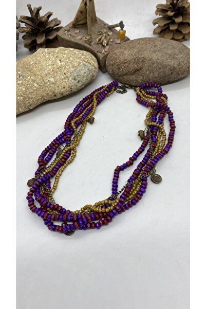 Porsuk Alternatif El Yapımı Etnik Ahşap Boncuk Kadın Kolye