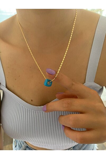 Roe takı aksesuar قلادة سلسلة من الخرز الأزرق