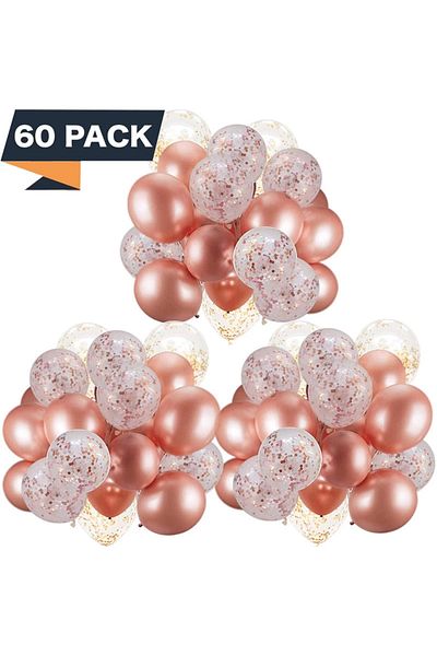 DÜVENCİ TİCARET 60Pcs Rose Gold Balloons Confetti Latex Balloons