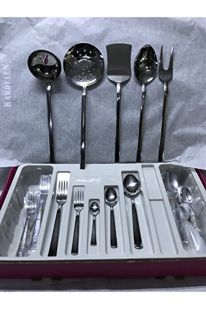 Kardelen Zümrüt 12 Persons 65 Piece Spoon Fork Set - (WITHOUT KNIFE) With Service