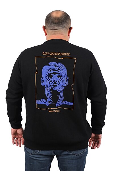 MocGrande Чоловічий світшот великого розміру Malcolmx 22735 Чорний