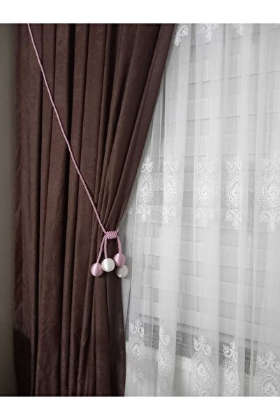 Üçbey 4 Toplu Fon Perde Toplama Aparatı Kornise Takmatik Pembe-ekru Tavan Braçolu
