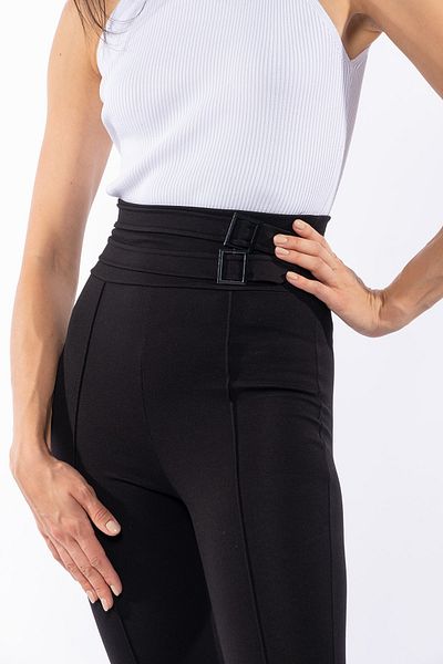 Grenj Fashion Μαύρη ζώνη και πόρπη με λεπτομέρεια ψηλόμεσο χειμερινό κολάν