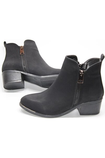 BİLENER Bot Kısa Topuk Zümrüt Greyzi Deri Fermuarlı Kaymaz Taban Yumuşak Kullanışlı Kaliteli