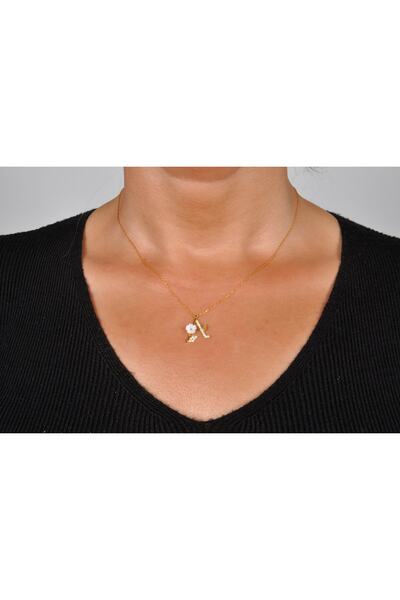 EZİLA SİLVER Manolya Çiçekli Harfli Gümüş Kolye [ A ]