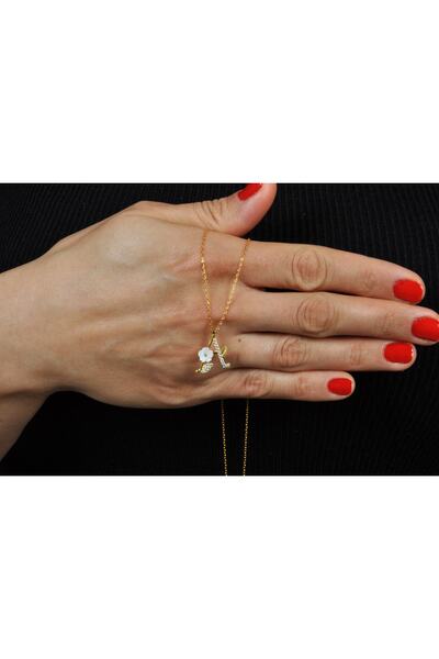 EZİLA SİLVER Manolya Çiçekli Harfli Gümüş Kolye [ A ]