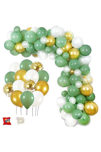 DÜVENCİ TİCARET 100 Pieces Mold Green White Gold Balloon Belt