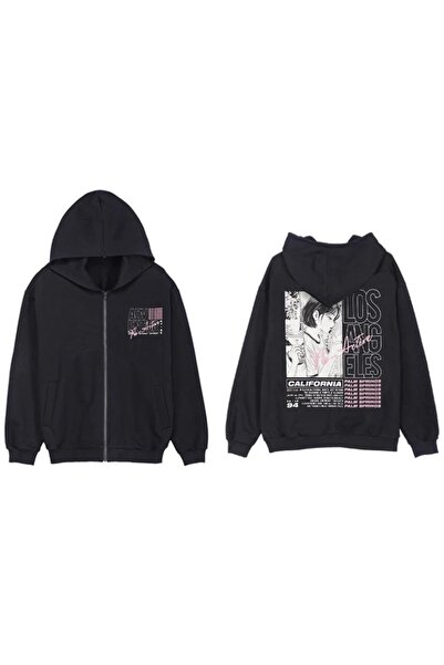 DENİKK Аніме Лос-Анджелес Дівчача унісекс куртка на блискавці з капюшоном