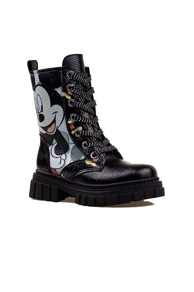 m2s Παιδικά Miki Booties Μαύρες λουστρίνι μπότες