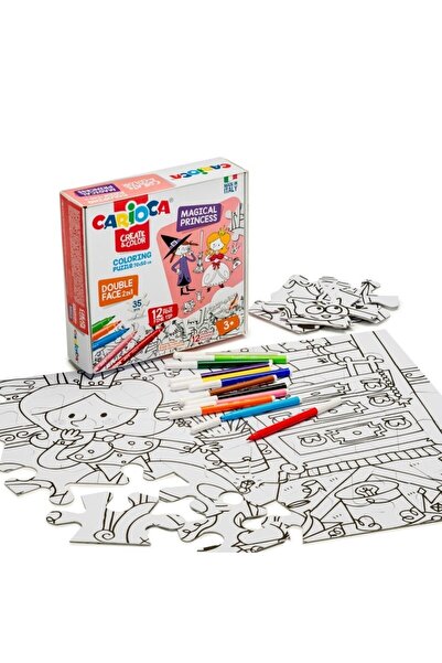 carioca Boyanabilir Puzzle Magical Prıncess 70x50 Cm. 35 Parça Çift Taraflı +...