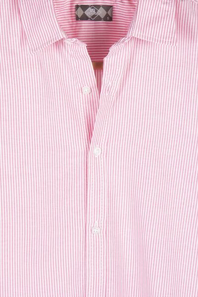 VEAVEN Men's Pink Sheer Striped Long Sleeve Shirt