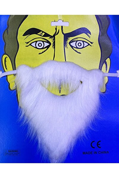 Happyland Kırçıllı Takma Sakal Noel Baba Sakalı Yaşlı Sakalı Beyaz Renk 14x17 cm
