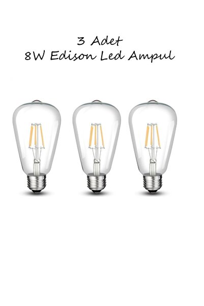 Cata 3 Adet 8w Edison Led Ampul St64 / Ct-4353
