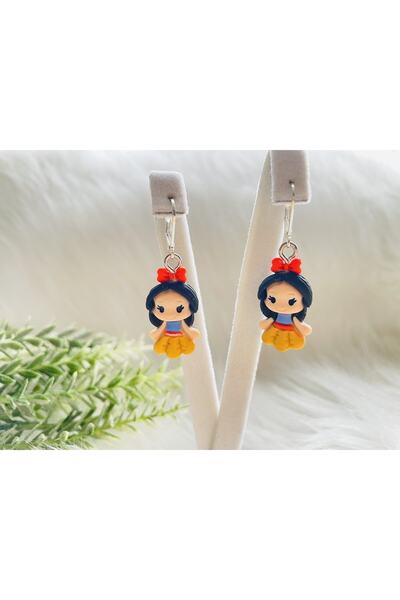 1PARÇAMAVİ Pamuk Prenses 925 Ayar Gümüş Kancalı Kız Çocuk Küpesi