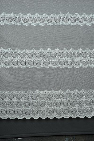 AKÇA TEKSTİL Lace Model Cream Color Single Wing Ready-made Planted Pleated Background Curtain 300*260 Cm